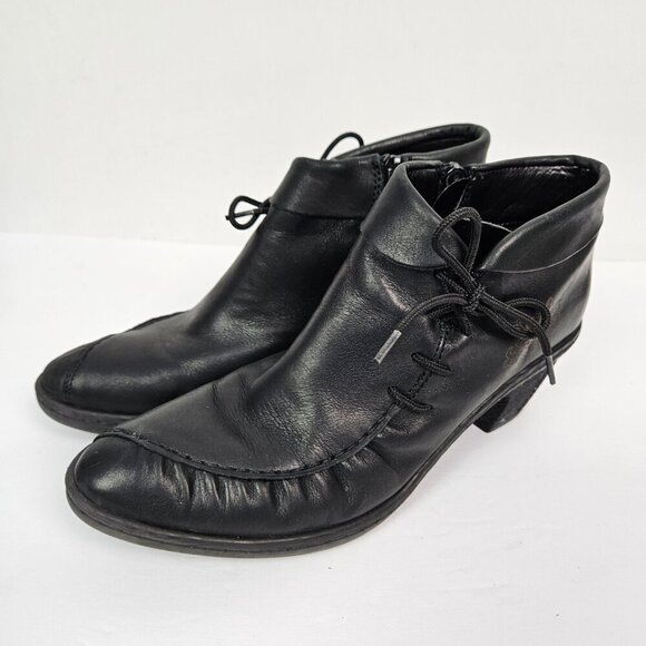 Rieker Antistress Rebecca Embossed Leather Side Lace Up Heel Ankle Boot 39/US 8 - Picture 6 of 13